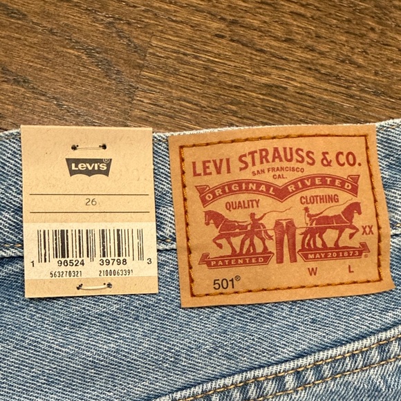Levi's Light Blue Distressed Jean Shorts - Picture 5 of 7